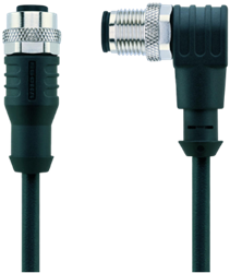 CD-WAK5.022-5-CD-WWAS5.022/S2800 | M12/M12 cable, 5p, female 0°/male 90°, 5 m, CANopen