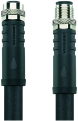 PS-AM12K4.155-1-PS-AM12S4.155/S5015 | M12/M12 power, 4p, female 0°/male 0°, 1 m, PUR