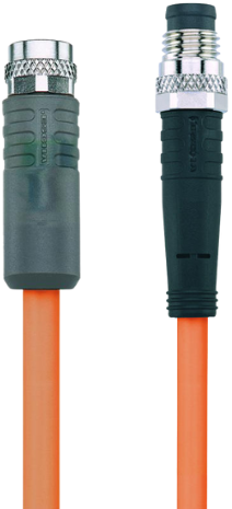 AL-SKP3P2-2-AL-SSP3/S7400 | M8/M8 cable, 3p, female  0°/male  0°, 2 m, PUR, LED