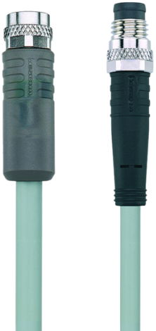 AL-SKP3P2-2-AL-SSP3/P01 | M8/M8 cable, 3p, female  0°/male  0°, 2 m, PVC, LED