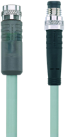 AL-SKP3P2-1-AL-SSP3/P01 | M8/M8 cable, 3p, female  0°/male  0°, 1 m, PVC, LED