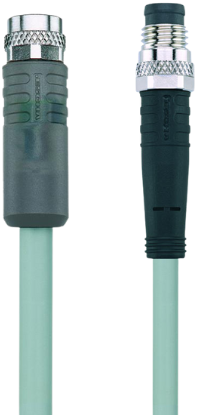AL-SKP3P2-1-AL-SSP3/P01 | M8/M8 cable, 3p, female  0°/male  0°, 1 m, PVC, LED