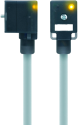 VBI21-24.3-5/P01 | Valve connector, 3p, female 0°, 5 m, PVC, 24VAC/DC, type BI, Diode