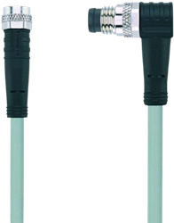 AL-SKP3-1-AL-SWSP3/P00 | M8/M8 cable, 3p, female  0°/male  90°, 1 m, PVC