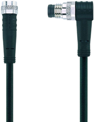 AL-SKP3-5-AL-SWSP3/S370 | M8/M8 cable, 3p, female  0°/male  90°, 5 m, PUR