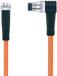 AL-SKP3-1-AL-SWSP3/S7400 | M8/M8 cable, 3p, female  0°/male  90°, 1 m, PUR