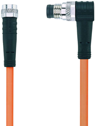 AL-SKP3-2-AL-SWSP3/S7400 | M8/M8 cable, 3p, female  0°/male  90°, 2 m, PUR