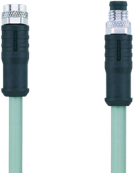 AL-SKPS3-2-AL-SSPS3/P00 | M8/M8 cable, 3p, female 0°/male 0°, 2 m, PVC, shielded