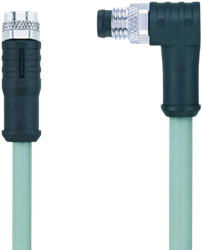 AL-SKPS4-5-AL-SWSPS4/P01 | M8/M8 cable, 4p, female 0°/male 90°, 5 m, PVC, shielded