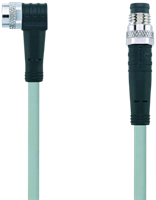 AL-SWKP3-1-AL-SSP3/P00 | M8/M8 cable, 3p, female  90°/male  0°, 1 m, PVC