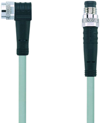 AL-SWKP3-1-AL-SSP3/S370GY | M8/M8 cable, 3p, female 90°/male 0°, 1 m, PUR