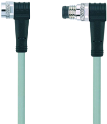AL-SWKP4-1-AL-SWSP4/P00 | M8/M8 cable, 4p, female  90°/male  90°, 1 m, PVC