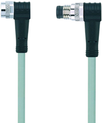 AL-SWKP3-2-AL-SWSP3/S370GY | M8/M8 cable, 3p, female 90°/male 90°, 2 m, PUR