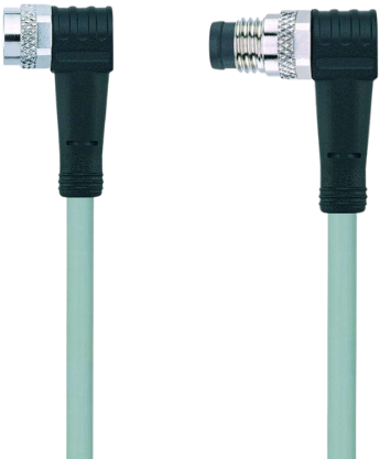 AL-SWKP3-2-AL-SWSP3/S370GY | M8/M8 cable, 3p, female 90°/male 90°, 2 m, PUR