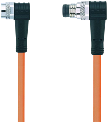 AL-SWKP4-2-AL-SWSP4/S7400 | M8/M8 cable, 4p, female 90°/male 90°, 2 m, PUR