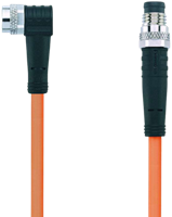 AL-SWKP4-2-AL-SSP4/S7400 | M8/M8 cable, 4p, female  90°/male  0°, 2 m, PUR
