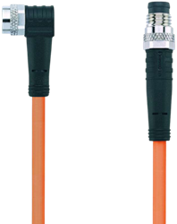 AL-SWKP4-2-AL-SSP4/S7400 | M8/M8 cable, 4p, female  90°/male  0°, 2 m, PUR