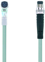 AL-SWKP3P2-1-AL-SSP3/S370GY | M8/M8 cable, 3p, female 90°/male 0°, 1 m, PUR, LED