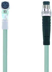 AL-SWKP4P2-5-AL-SSP4/P01 | M8/M8 cable, 4p, female 90°/male 0°, 5 m, PVC, LED