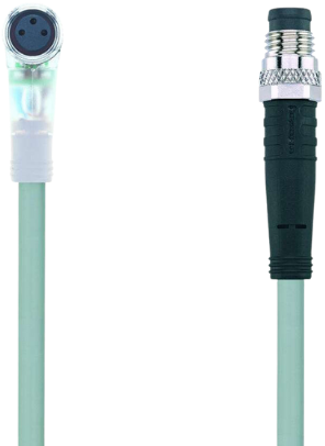 AL-SWKP3P2-2-AL-SSP3/P00 | M8/M8 cable, 3p, female 90°/male 0°, 2 m, PVC, LED