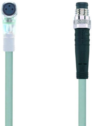 AL-SWKP4P2-1-AL-SSP4/P00 | M8/M8 cable, 4p, female 90°/male 0°, 1 m, PVC, LED