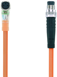 AL-SWKP4P2-1-AL-SSP4/S7400 | M8/M8 cable, 4p, female 90°/male 0°, 1 m, PUR, LED