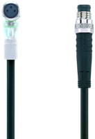 AL-SWKP4P2-1-AL-SSP4/S370 | M8/M8 cable, 4p, female 90°/male 0°, 1 m, PUR, LED