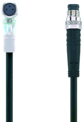 AL-SWKP3P2-2-AL-SSP3/S370 | M8/M8 cable, 3p, female 90°/male 0°, 2 m, PUR, LED