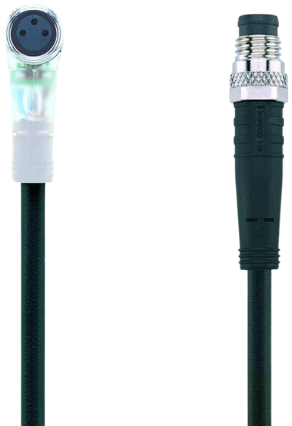 AL-SWKP4P2-1-AL-SSP4/S370 | M8/M8 cable, 4p, female 90°/male 0°, 1 m, PUR, LED