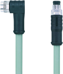 AL-SWKPS4-1-AL-SSPS4/P00 | M8/M8 cable, 4p, female 90°/male 0°, 1 m, PVC, shielded