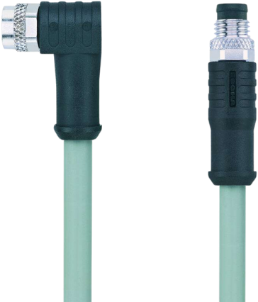 AL-SWKPS4-5-AL-SSPS4/P00 | M8/M8 cable, 4p, female 90°/male 0°, 5 m, PVC, shielded