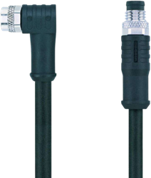 AL-SWKPS3-1-AL-SSPS3/S370 | M8/M8 cable, 3p, female 90°/male 0°, 1 m, PUR, shielded