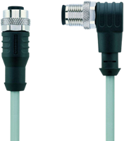 AL-WAKS4-2-AL-WWASS4/P01 | M12/M12 cable, 4p, female 0°/male 90°, 2 m, PVC, shielded