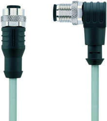 AL-WAKS4-2-AL-WWASS4/P00 | M12/M12 cable, 4p, female 0°/male 90°, 2 m, PVC, shielded