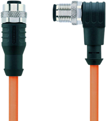AL-WAK5-5-AL-WWAS5/S7400 | M12/M12 cable, 5p, female 0°/male 90°, 5 m, PUR