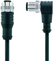 AL-WAK3-5-AL-WWAS3/S370 | M12/M12 cable, 3p, female 0°/male 90°, 5 m, PUR