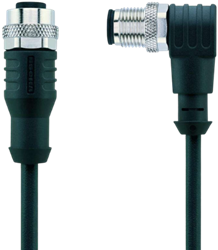 AL-WAK4-2-AL-WWAS4/S370 | M12/M12 cable, 4p, female 0°/male 90°, 2 m, PUR