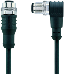 AL-WAK4.5-1-AL-WWAS4.5/S370 | M12/M12 cable, 5p, female 0°/male 90°, 1 m, PUR