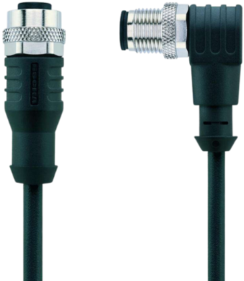 AL-WAK3-5-AL-WWAS3/S370 | M12/M12 cable, 3p, female 0°/male 90°, 5 m, PUR