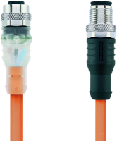 AL-WAK3P2-2-AL-WAS3/S7400 | M12/M12 cable, 12p, female 0°/male 0°, 2 m, PUR, LED