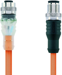 AL-WAK3P2-2-AL-WAS3/S7400 | M12/M12 cable, 12p, female 0°/male 0°, 2 m, PUR, LED