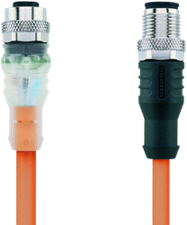 AL-WAK3P2-5-AL-WAS3/S7400 | M12/M12 cable, 12p, female 0°/male 0°, 5 m, PUR, LED