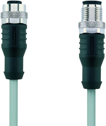 AL-WAK8-5-AL-WAS8/P01 | M12/M12 cable, 8p, female  0°/male  0°, 5 m, PVC