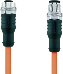 AL-WAK4-2-AL-WAS4/S7400 | M12/M12 cable, 4p, female  0°/male  0°, 2 m, PUR