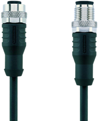 AL-WAK8-2-AL-WAS8/S370 | M12/M12 cable, 8p, female  0°/male  0°, 2 m, PUR