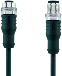 AL-WAK8-5-AL-WAS8/S370 | M12/M12 cable, 8p, female  0°/male  0°, 5 m, PUR