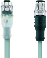 AL-WAK4P2-5-AL-WAS4/P00 | M12 cable, 4p, female  0°/male 0°, 5 m, PVC, LED