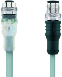 AL-WAK4P2-5-AL-WAS4/S370GY | M12/M12 cable, 4p, female 0°/male 0°, 5 m, PUR, LED
