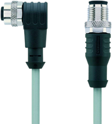 AL-WWAKS8-2-AL-WASS8/P01 | M12/M12 cable, 8p, female 90°/male 0°, 2 m, PVC, shielded