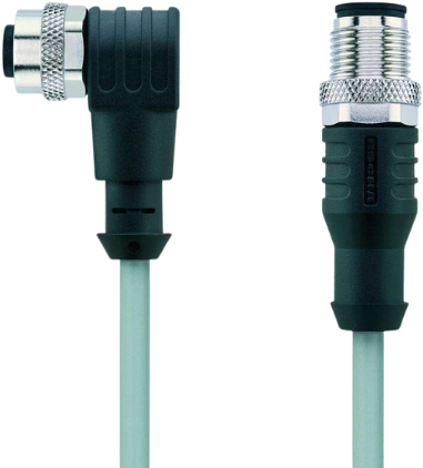 AL-WWAKS12-2-AL-WASS12/P01 | M12/M12 cable, 12p, female 90°/male 0°, 2 m, PVC, shielded